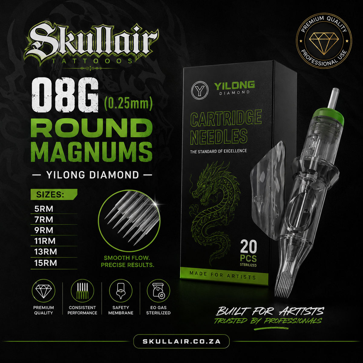 08G (0.25mm) Round Magnums — Yilong Diamond, product image