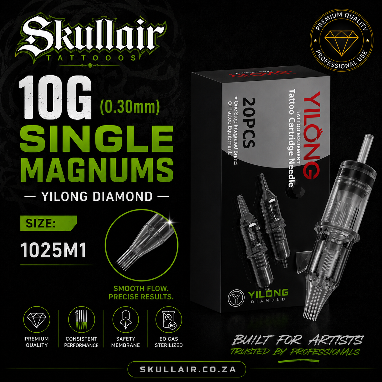 10G (0.30mm) Single Magnums — Yilong Diamond & Yellow Dragonfly