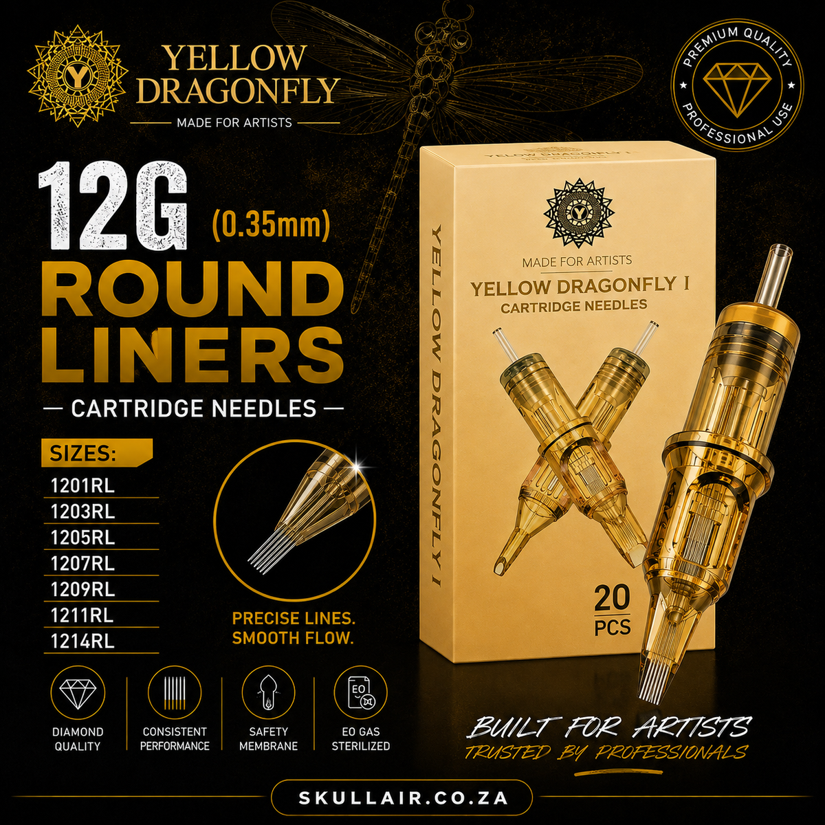 12G (0.35mm) Round Liners — Yilong Diamond & Yellow Dragonfly
