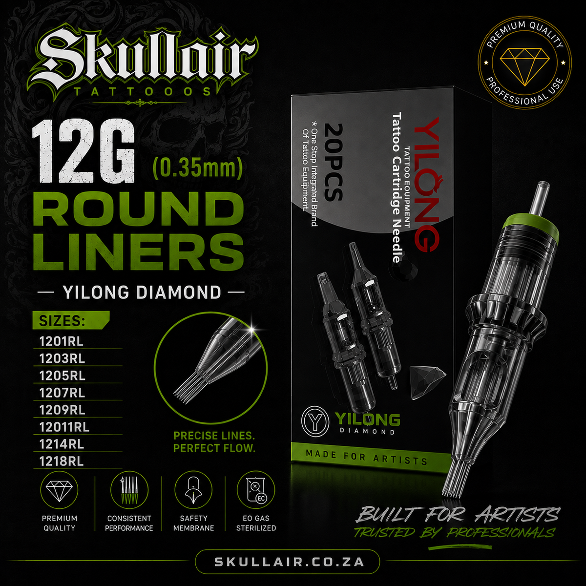 12G (0.35mm) Round Liners — Yilong Diamond & Yellow Dragonfly