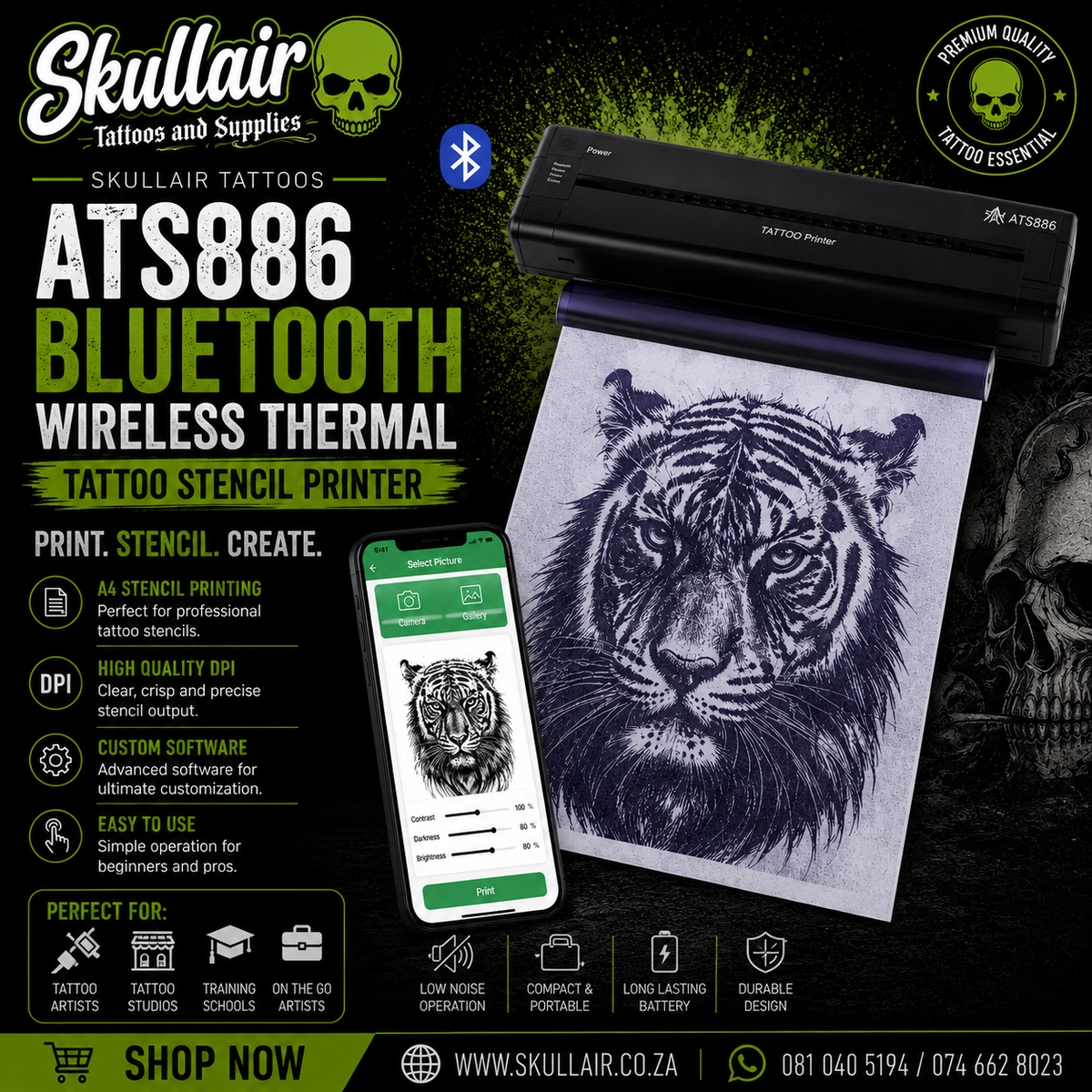 ATS886 Bluetooth Wireless Thermal Tattoo Stencil Printer