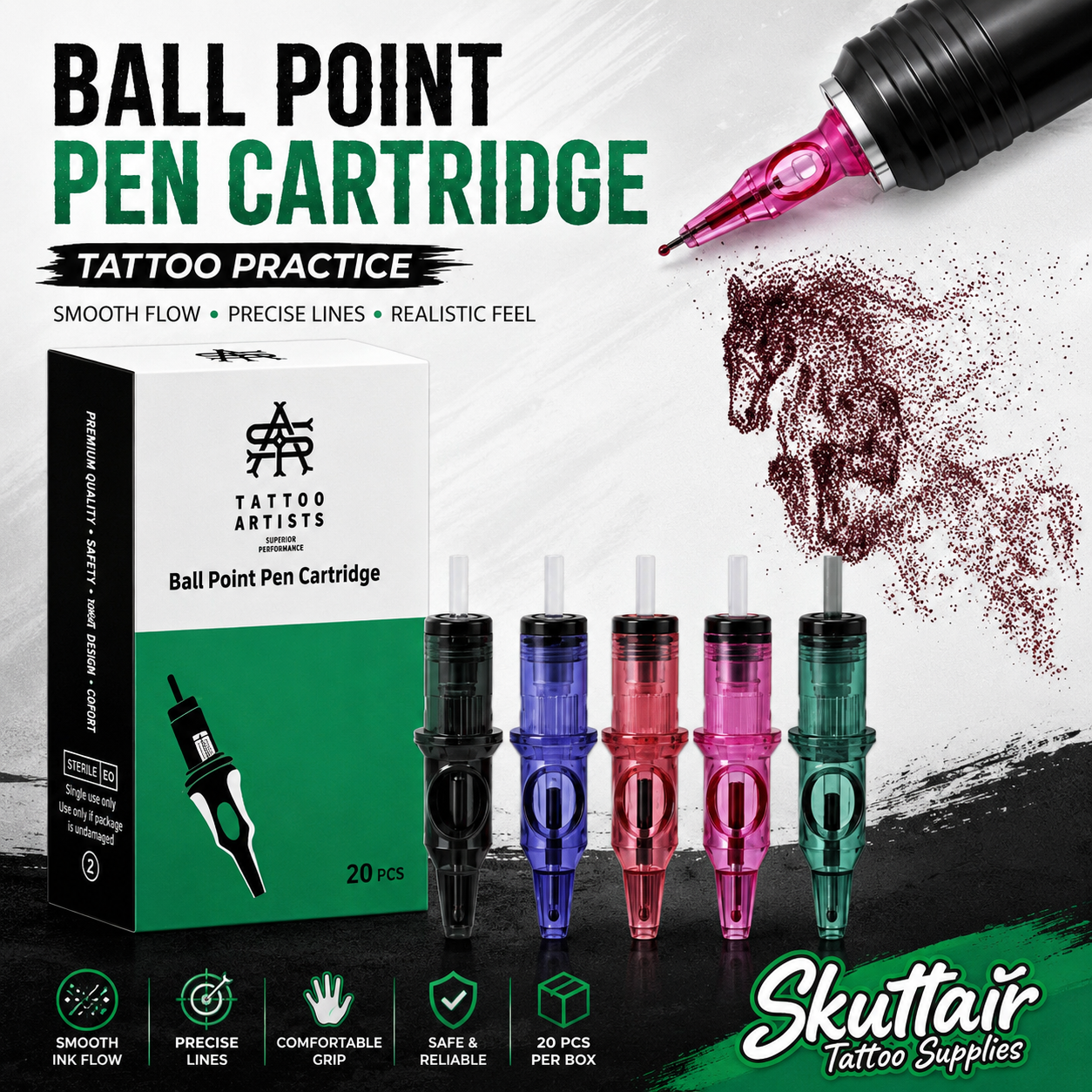 Ball Point Pen Cartridge -  Tattoo Practice 