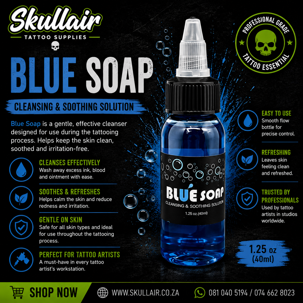 Blue Soap Tattoo Cleansing & Soothing Solution (30ml)