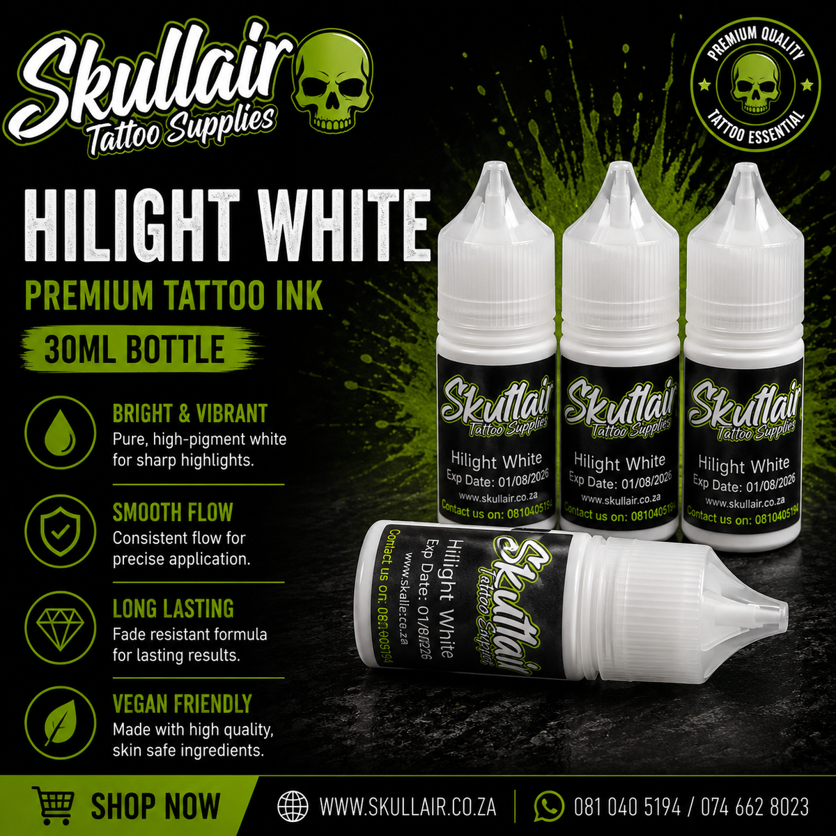 Skullair Highlight White Tattoo Ink - 30ml 1oz