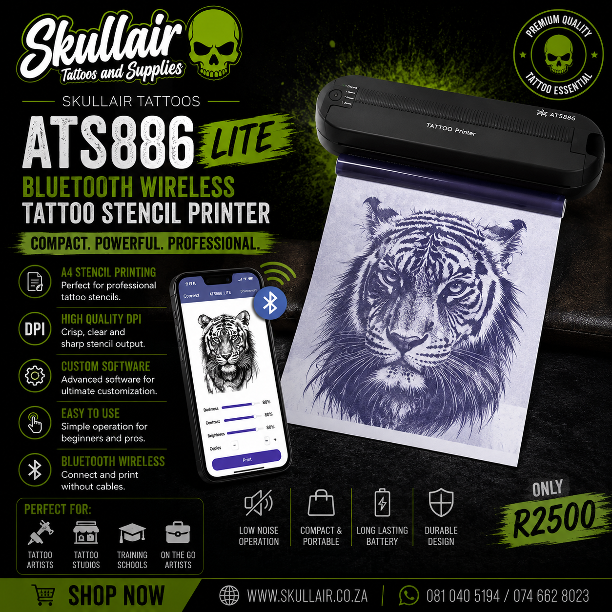 ATS886 Lite Bluetooth Wireless Tattoo Stencil Printer