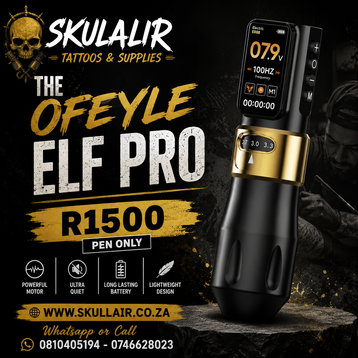The Ofeyle ELF Pro Adjustable Stroke Wireless Tattoo Pen