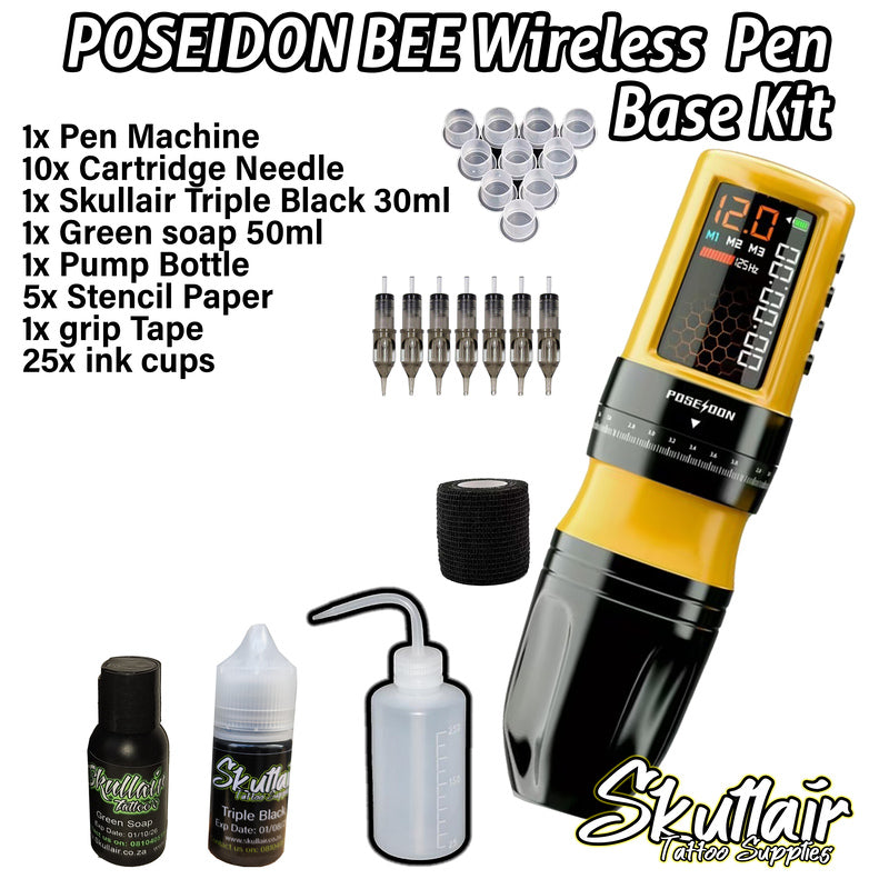 POSEIDON BEE Wireless Tattoo Pen – Honeycomb LED - Base Kit