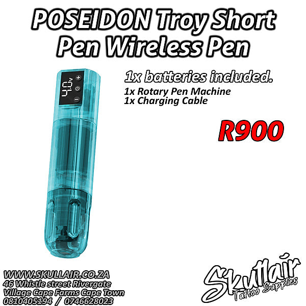POSEIDON Troy Short Pen – Wireless Rotary Tattoo Machine