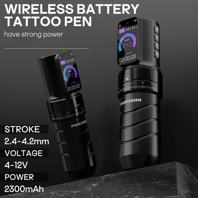 POSEIDON Professional Adjustable Stroke Wireless Tattoo Pen