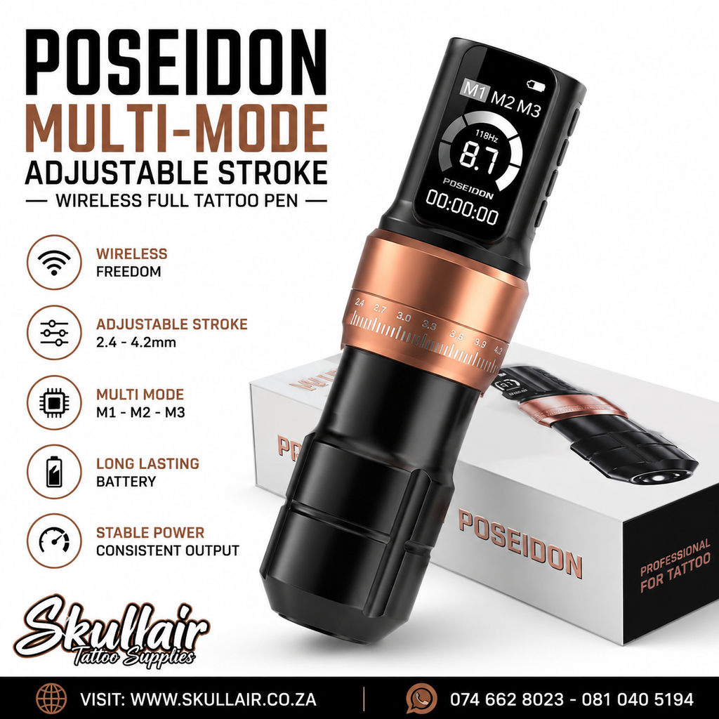 Poseidon Multi-Mode Adjustable Stroke Wireless Tattoo Pen
