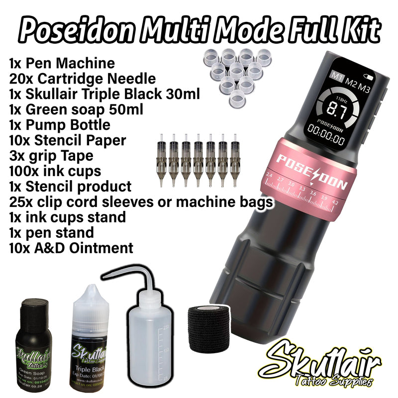 Poseidon Multi Mode Adjustable stroke Wireless Full Tattoo Kit