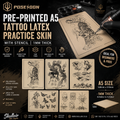 Pre-Printed A5 Tattoo Latex Practice Skin with Stencil 1mm