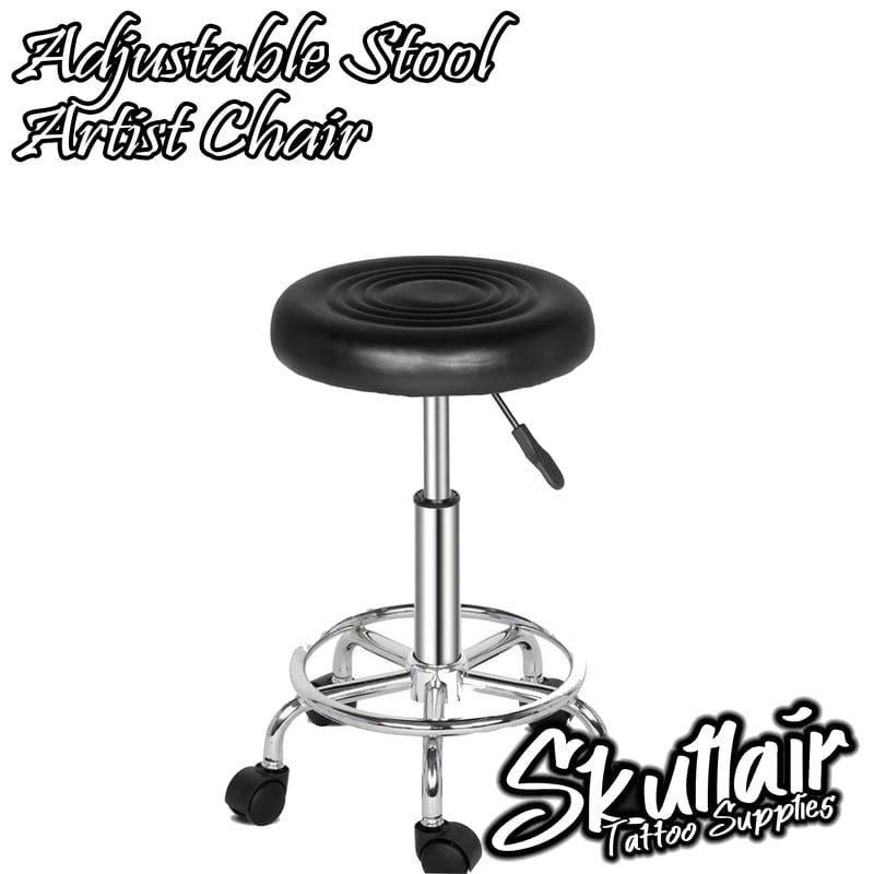 Adjustable Round Stool on Wheels Black or Red