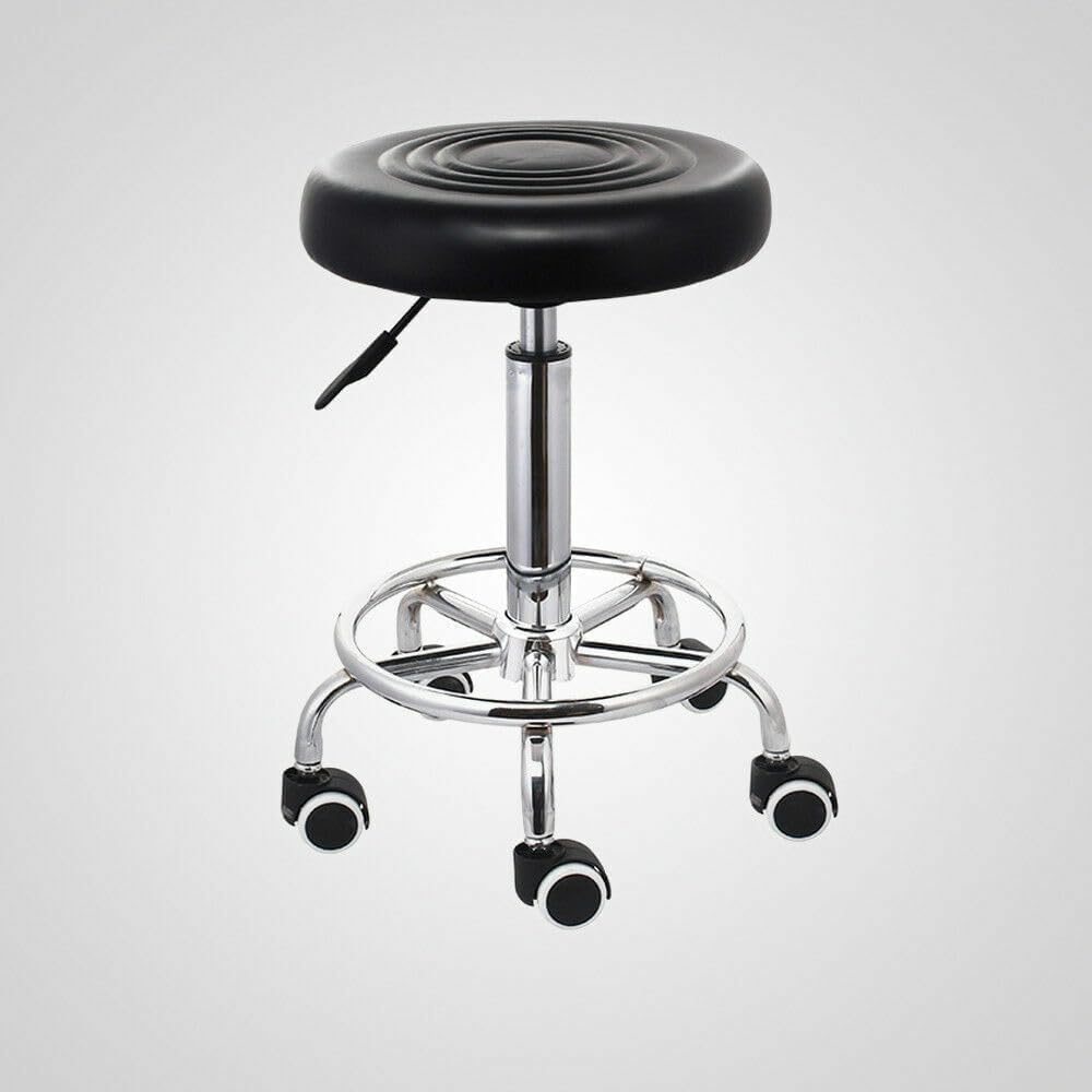 Adjustable Round Stool on Wheels Black or Red