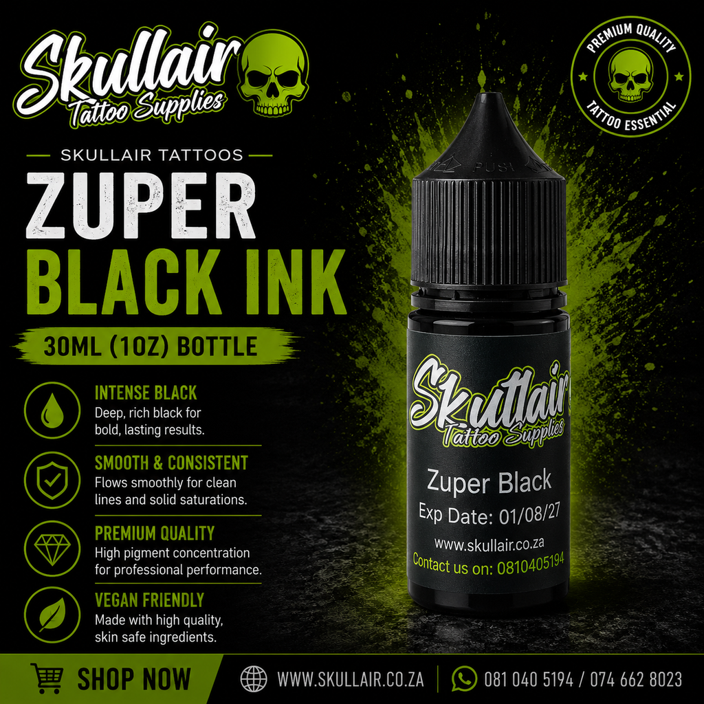 Skullair Zuper Black Tattoo Ink – 30ml (1oz)