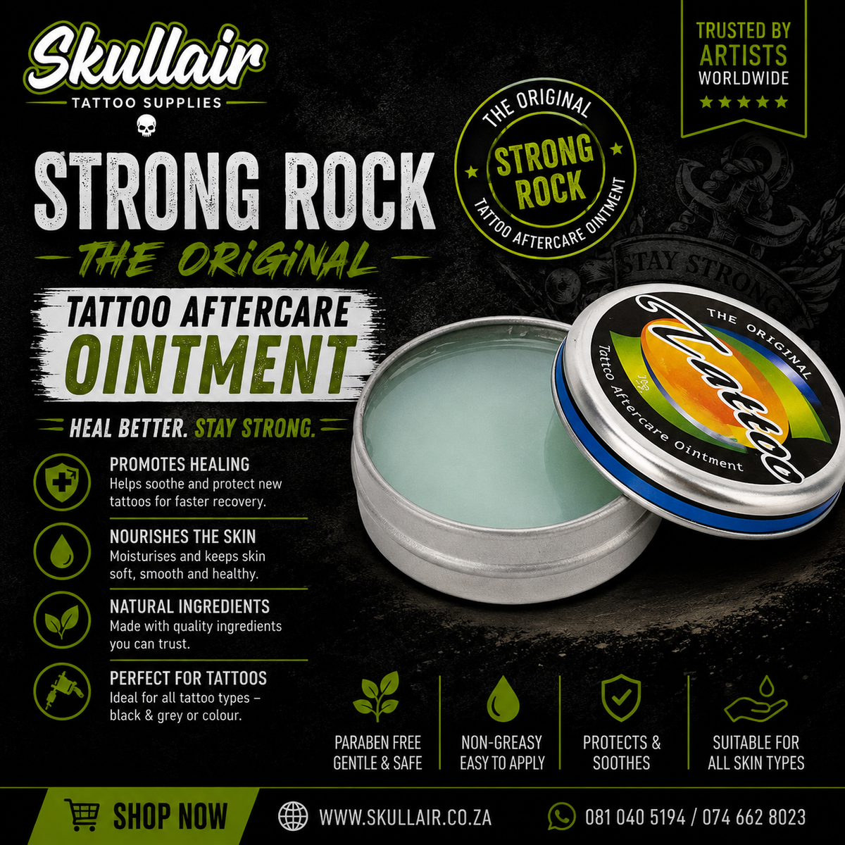 Strong Rock Original Tattoo Aftercare Ointment, 10g Tin