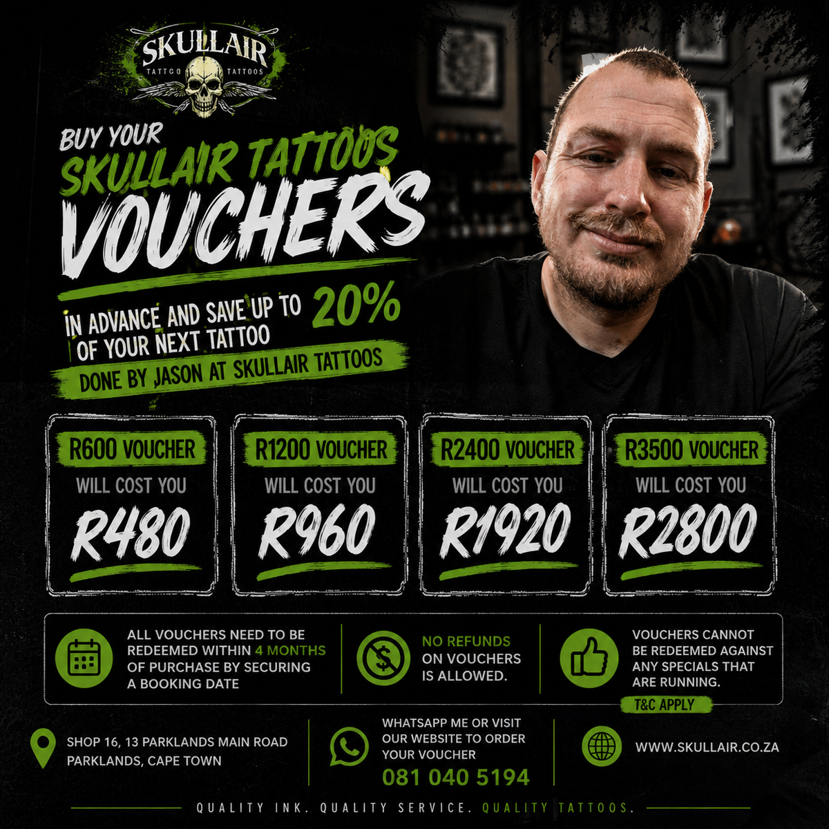 Tattoos Vouchers less 20%Discount