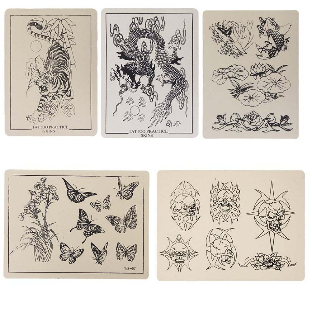 Pre-Printed A5 Tattoo Latex Practice Skin with Stencil 1mm