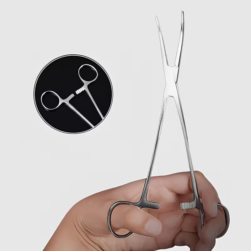 Curved forcep with finger-loop handles and locking ratchet – view 1