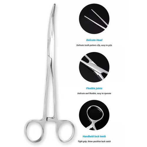 Curved forcep with finger-loop handles and locking ratchet – view 2