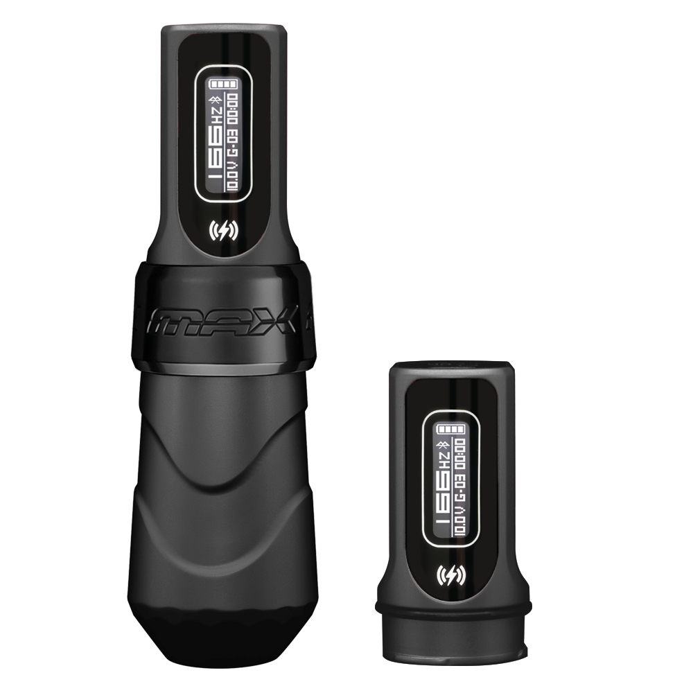 FK Irons Flux Max Tattoo Machine with 2 PowerBolt 2.0 — Pick Stroke Length and Color 3.2mm Black Ops