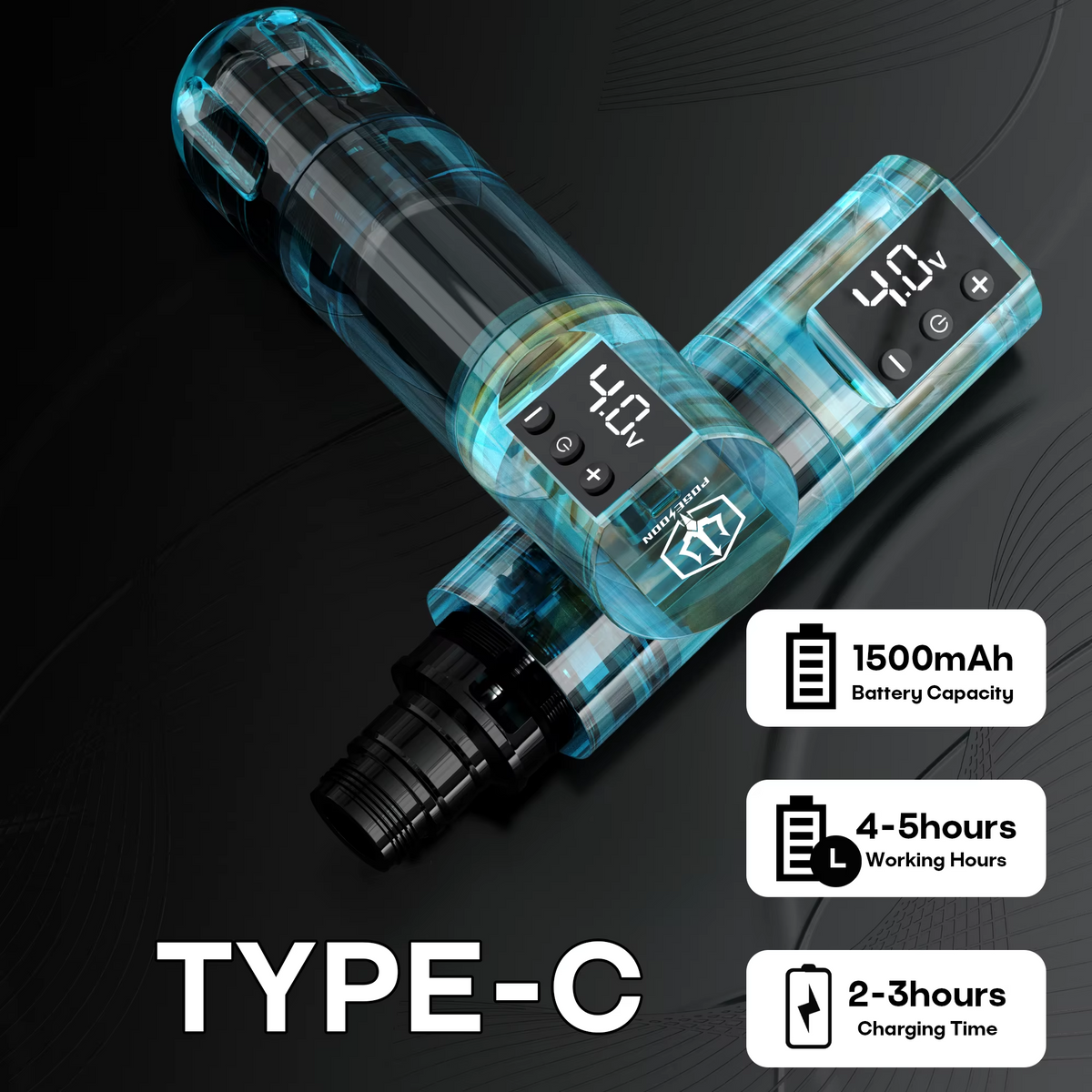 POSEIDON Troy Short Pen – Wireless Rotary Tattoo Machine