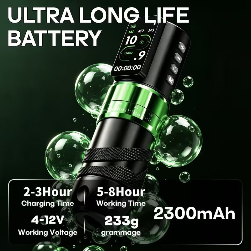 Wireless Tattoo Pen – Green Poseidon HM172