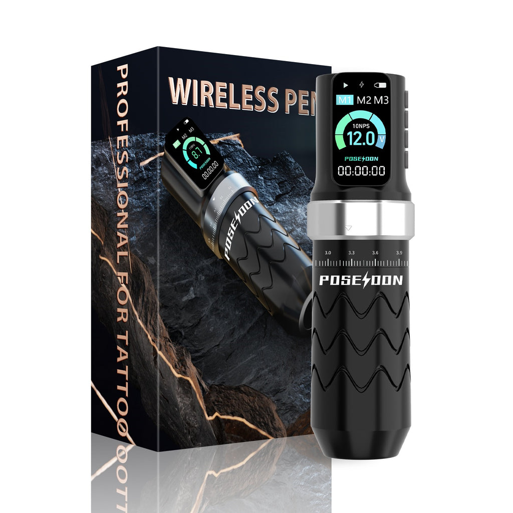 POSEIDON Wireless Tattoo Pen—OLED Display, Smart Memory