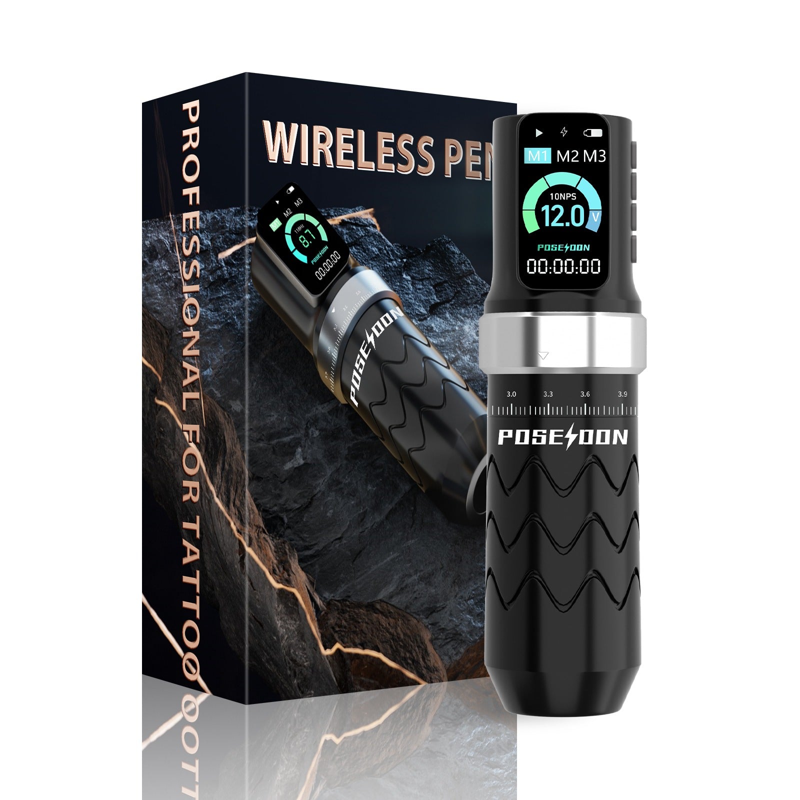 POSEIDON Wireless Tattoo Pen—OLED Display, Smart Memory