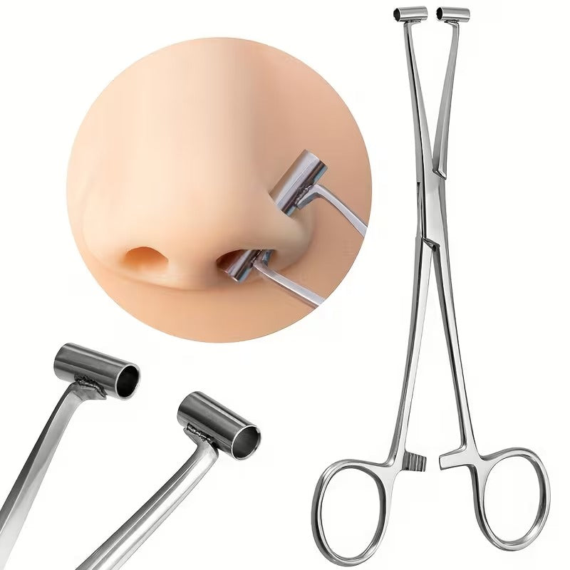 Piercing forceps clamp with tubular jaws and finger-loop handles