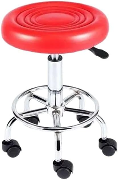 Adjustable Round Stool on Wheels Black or Red