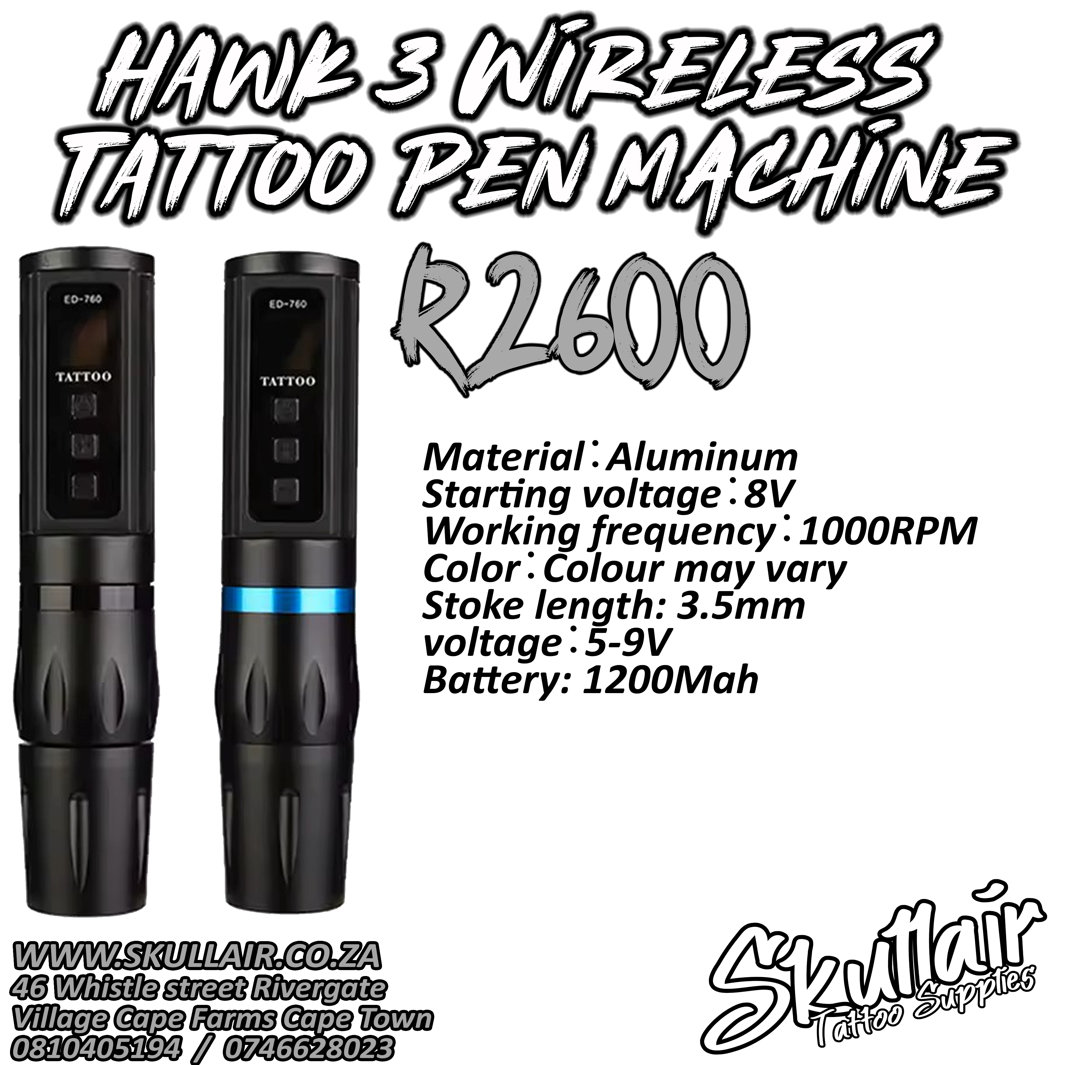 Rotary Hawk 3 Wireless Pen with built in battery 3.5mm Stroke Length
