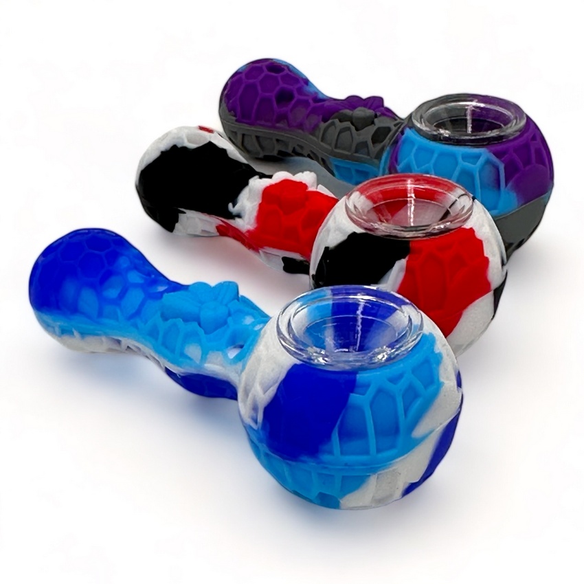 Silicone Hand Pipe With Glass Bowl Silicone Hand Pipe With Glass Bowl