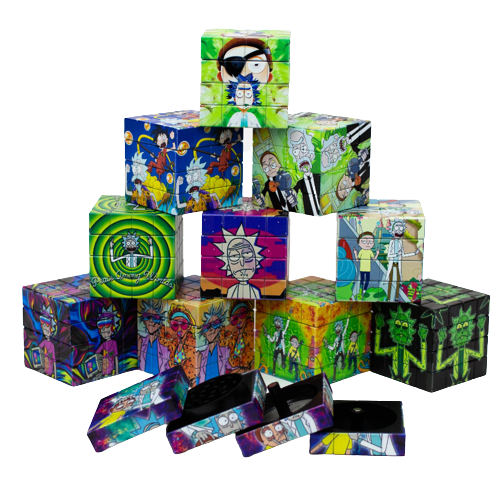 Cartoon Cube Herb Grinder 4-Parts ricky morty Cartoon Cube Herb Grinder 4-Parts ricky morty