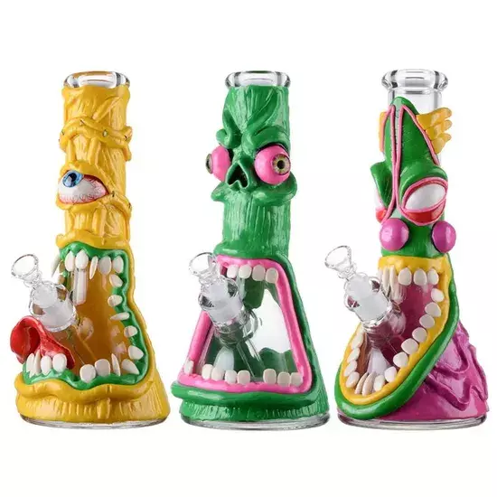 Monster Face Beaker Water Pipe + Ice Catcher + Downstem Bong