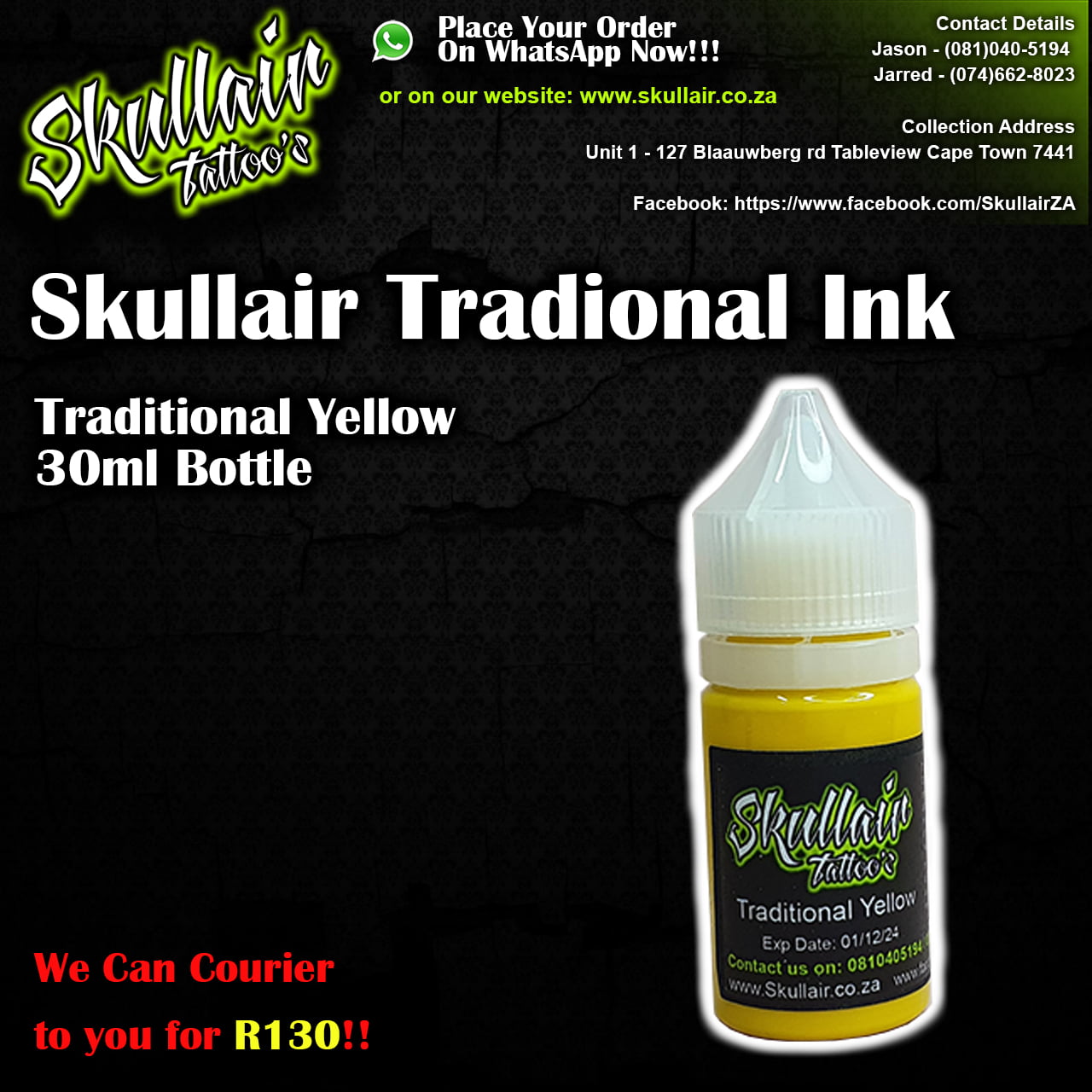 Skullair Ink Traditional Yellow 30ml - Tattoo Ink