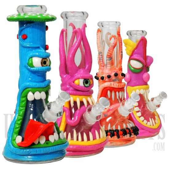 Monster Face Beaker Water Pipe + Ice Catcher + Downstem Bong