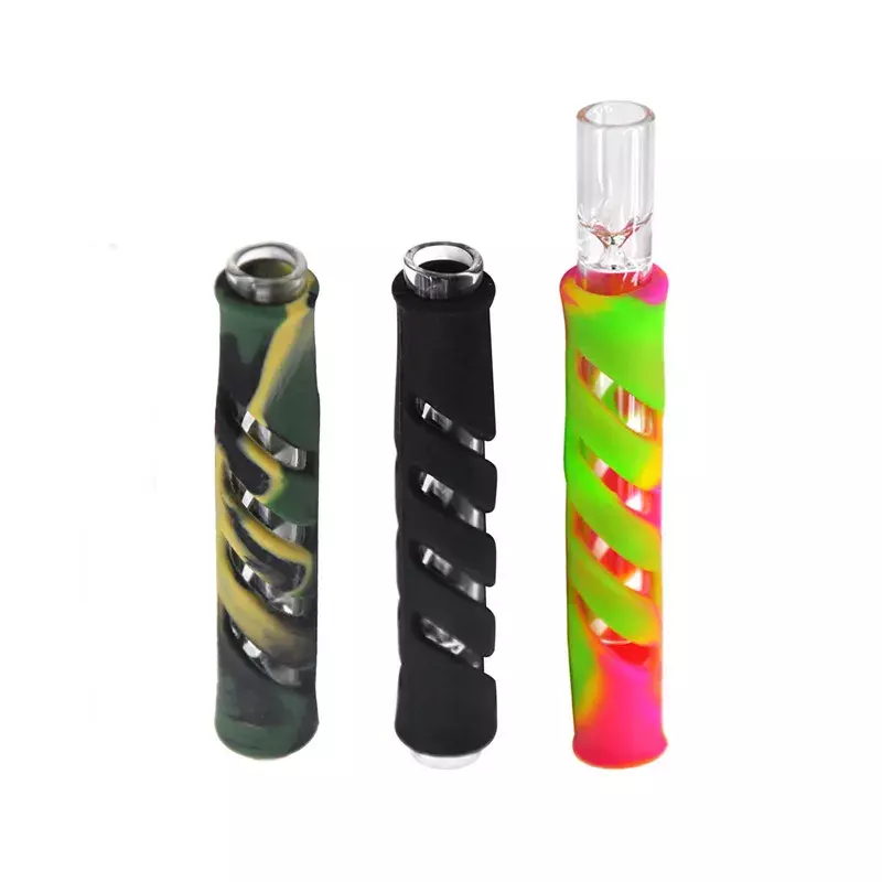 Glass & Silicone One Hitter Pipes Tobacco Smoking Herb Heady Straight Type Pipe Hose 90MM Cigarette Holder Tobacco Glass & Silicone One Hitter Pipes Tobacco Smoking Herb Heady Straight Type Pipe Hose 90MM Cigarette Holder Tobacco