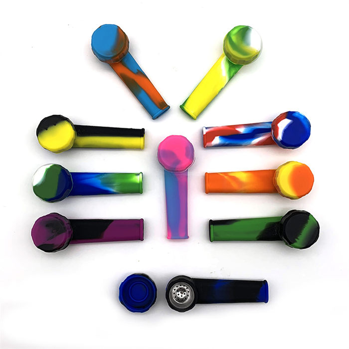 Silicone Rubber Tobacco Pipe with Screen and Lid Portable